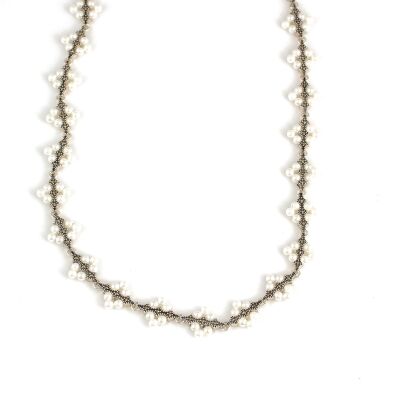 925 Ayar Gümüş İncili Markazit Taşlı Kolye - 3