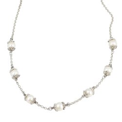 925 Ayar Gümüş İncili Zincir Model Kolye - Nusrettaki