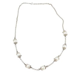 925 Ayar Gümüş İncili Zincir Model Kolye - Nusrettaki (1)