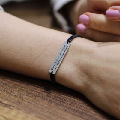 925 Ayar Gümüş İpli Plaka Bileklik - 1