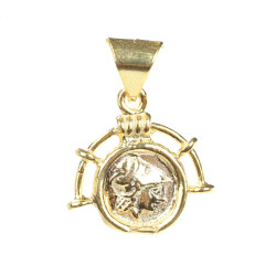 925 Ayar Gümüş İskender Figürlü Madalyon Kolye Ucu - Thumbnail
