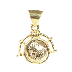 925 Ayar Gümüş İskender Figürlü Madalyon Kolye Ucu - Thumbnail