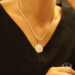 925 Ayar Gümüş İskender Kafası Madalyon Kolye - 3