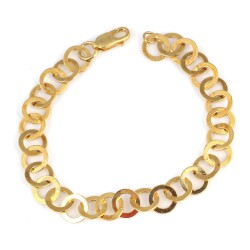 925 Ayar Gümüş İtalyan Halka Zincir Bileklik, Sarı - Nusrettaki