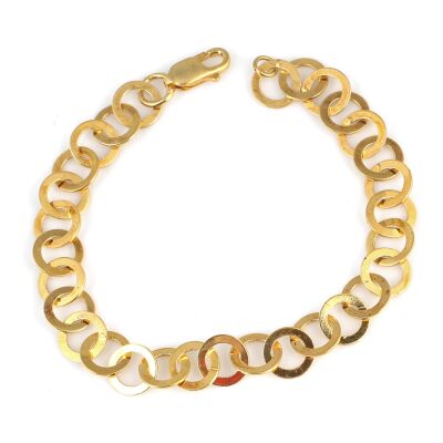 925 Ayar Gümüş İtalyan Halka Zincir Bileklik, Sarı - 1