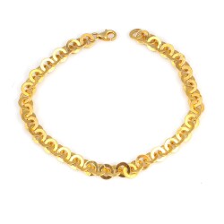 925 Ayar Gümüş İtalyan Minik Halka Zincir Bileklik, Sarı - Nusrettaki