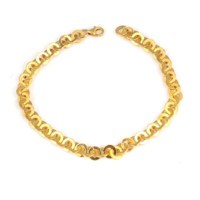 925 Ayar Gümüş İtalyan Minik Halka Zincir Bileklik, Sarı - 1