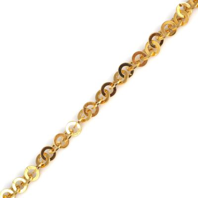 925 Ayar Gümüş İtalyan Minik Halka Zincir Bileklik, Sarı - 2