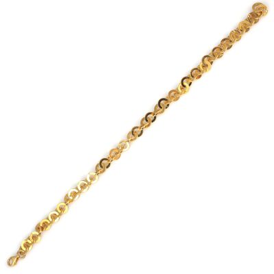 925 Ayar Gümüş İtalyan Minik Halka Zincir Bileklik, Sarı - 4