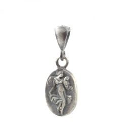 925 Ayar Gümüş Kadın Figürlü Madalyon Kolye Ucu - 1