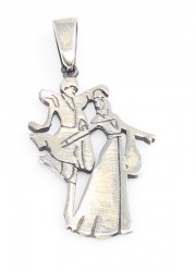 Silver Caucasian Dancers Design Pendant - Nusrettaki