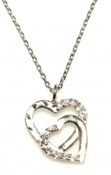 Sterling Silver Hand Carved Intimate Hearts Necklace - Nusrettaki (1)