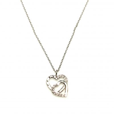 Sterling Silver Hand Carved Intimate Hearts Necklace - 3