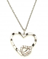 Sterling Silver Hand Carved Two Hearts Necklace - Nusrettaki (1)