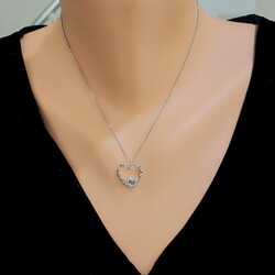 Nusrettaki - Sterling Silver Hand Carved Two Hearts Necklace
