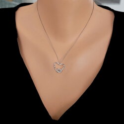Sterling Silver Hand Carved Two Hearts Necklace - Nusrettaki