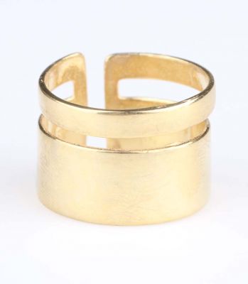 925 Ayar Gümüş Kalın Şerit Yüzük, Sarı - 2