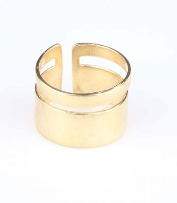 925 Ayar Gümüş Kalın Şerit Yüzük, Sarı - 4