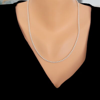 925 Ayar Gümüş Kalın Top Zincir Kolye - 1