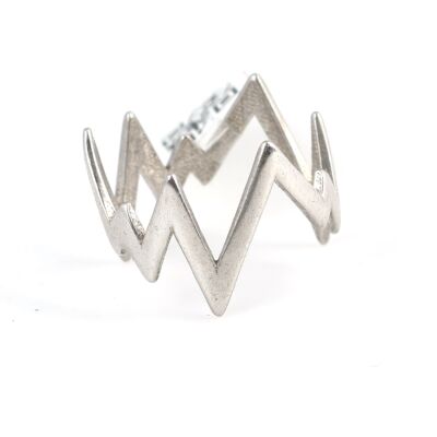 925 Ayar Gümüş Kalın Zikzak Yüzük, Beyaz - 2