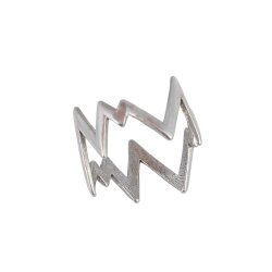 925 Ayar Gümüş Kalın Zikzak Yüzük, Beyaz - 3