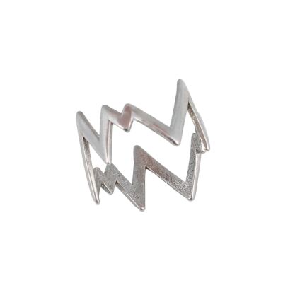 925 Ayar Gümüş Kalın Zikzak Yüzük, Beyaz - 3