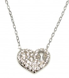 925 Sterling Silver Locked Heart Necklace - Nusrettaki (1)