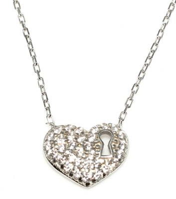 925 Sterling Silver Locked Heart Necklace - 2