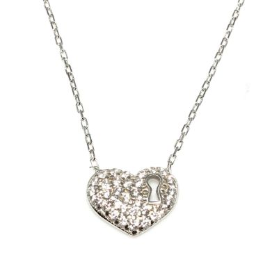 925 Sterling Silver Locked Heart Necklace - 3