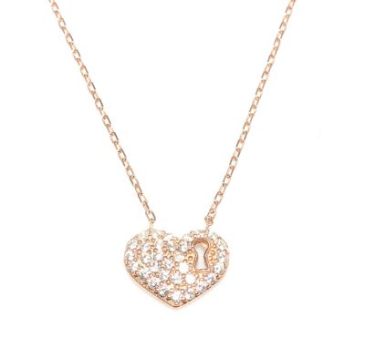 925 Sterling Silver Locked Heart Necklace - 4