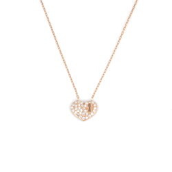 925 Ayar Gümüş Kalp Anahtar Deliği Kolye, Beyaz Taş - 4