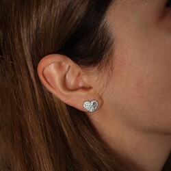 925 Silver Heart Shaped Keyhole Model Stud Earrings - Nusrettaki (1)