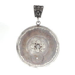 925 Ayar Gümüş Kalp Çiçekler Madalyon Kolye Ucu - Thumbnail