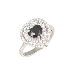 925 Ayar Gümüş Kalp Garnet Taşlı Yüzük - Nusrettaki