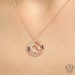 Sterling Silver Secret Love Necklace with Black CZ - Nusrettaki