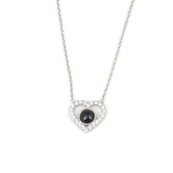 Sterling Silver Heart Necklace with Onyx - Nusrettaki (1)