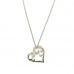 Sterling Silver Hand Carved Heart Necklace - Nusrettaki (1)