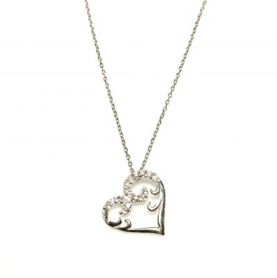 Sterling Silver Hand Carved Heart Necklace - 2