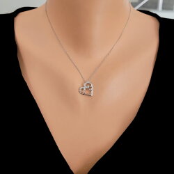 Sterling Silver Hand Carved Heart Necklace - Nusrettaki