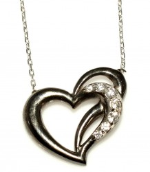 Sterling Silver Swan & Heart Necklace - 4