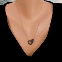 Sterling Silver Swan & Heart Necklace - Nusrettaki