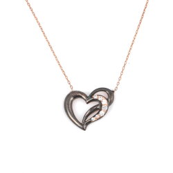 Sterling Silver Swan & Heart Necklace - Nusrettaki (1)