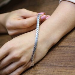 925 Ayar Gümüş Kalp Model Füzyon Bileklik - 3