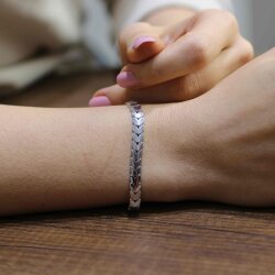 925 Ayar Gümüş Kalp Model Füzyon Bileklik - 5