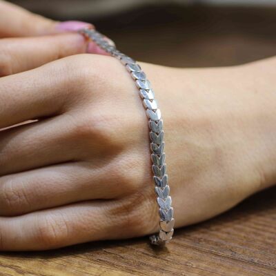 925 Ayar Gümüş Kalp Model Füzyon Bileklik - 6