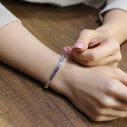 925 Ayar Gümüş Kalp Model Füzyon Bileklik - Nusrettaki