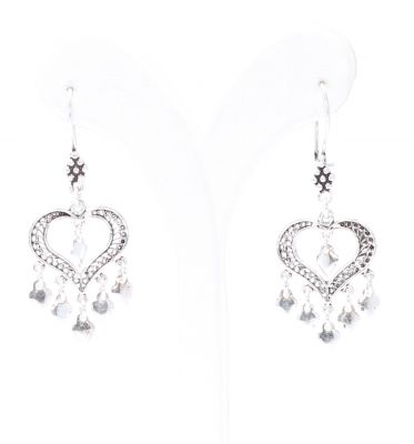 925 Silver Heart Model Dangle Filigree Earrings - 3