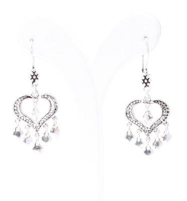 925 Silver Heart Model Dangle Filigree Earrings - 4