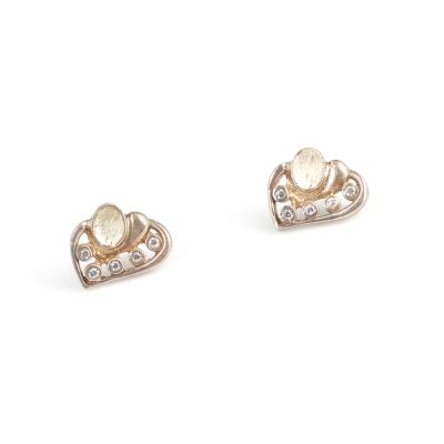 925 Silver Heart Design Stud Earrings - 1