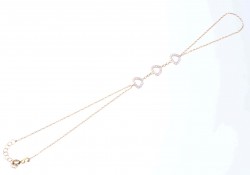 Nusrettaki - Sterling Silver Hearts with CZ Ring Bracelet, Gold Vermeil